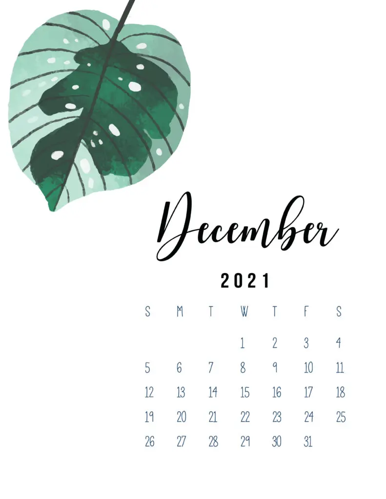 December 2021 Botanical Calendar