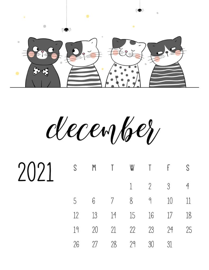 2021 Calendar Cute Cats - World of Printables