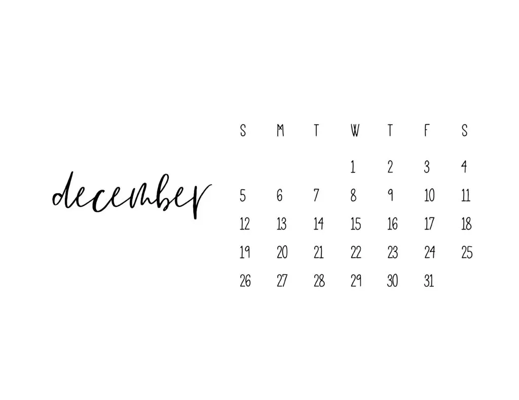 December 2021 Calendar Printable Free Template