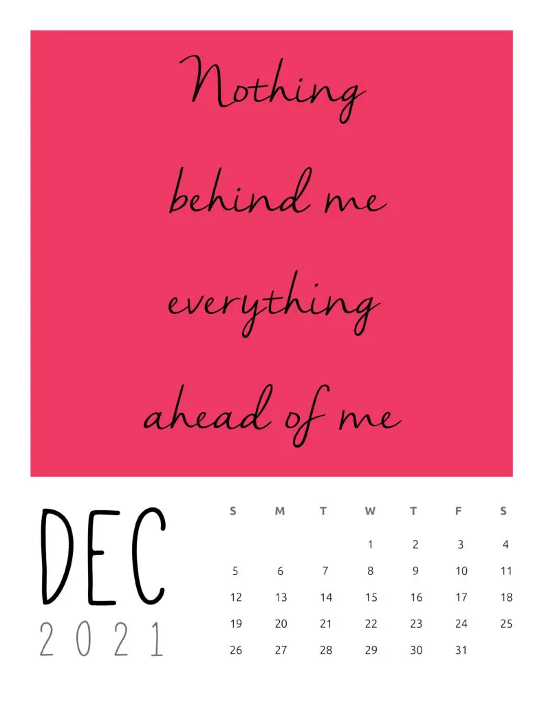 December 2021 Inspirational Quotes Calendar