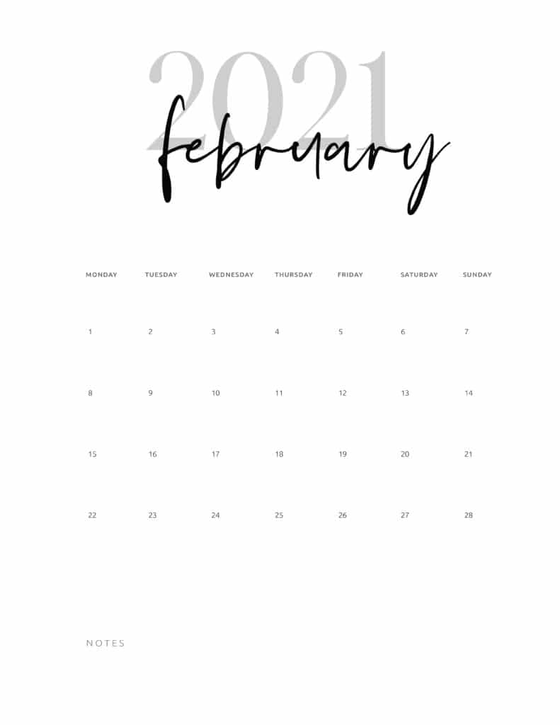 Free Simple February 2021 Calendar Printables World Of Printables