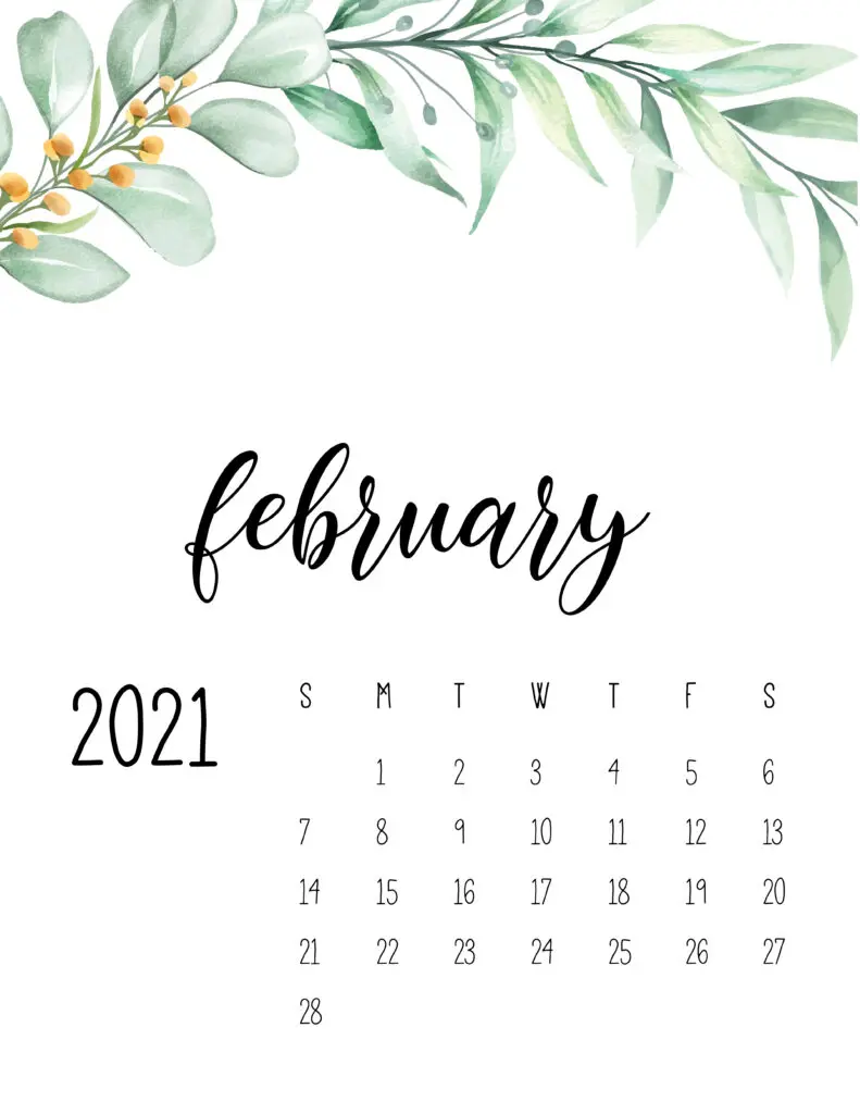 February 2021 Floral Calendar
