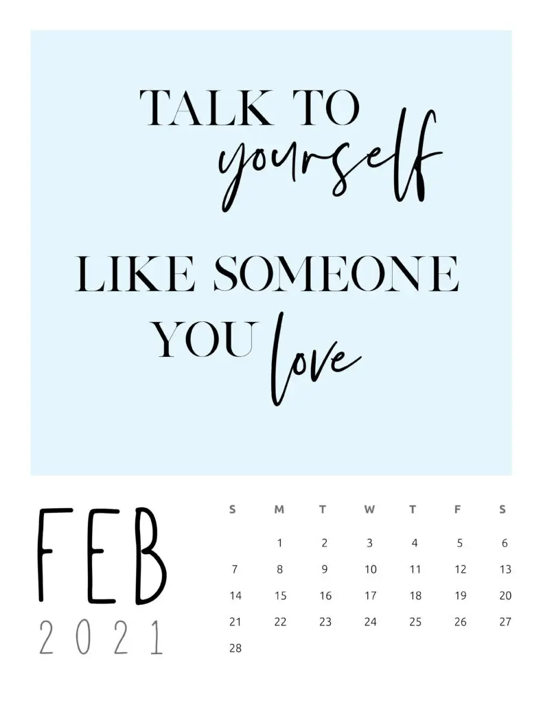 February 2021 Inspirational Quotes Calendar