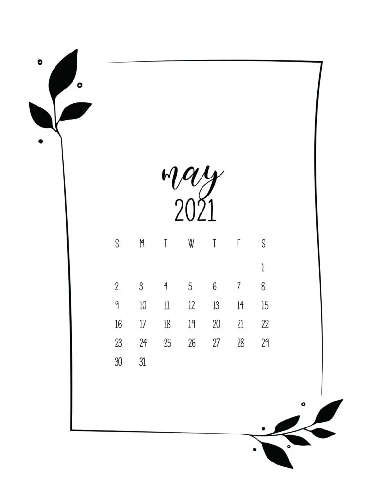 Floral Frame May Calendar 2021