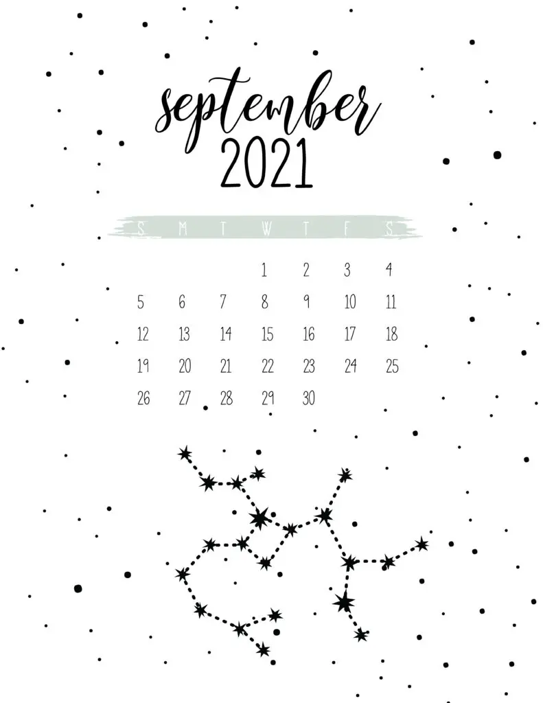 Free Celestial September 2021 Calendar