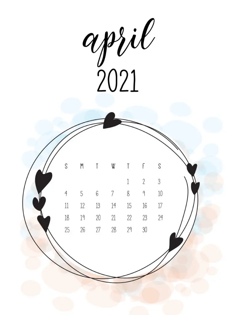 Free Floral Frame April 2021 Calendar