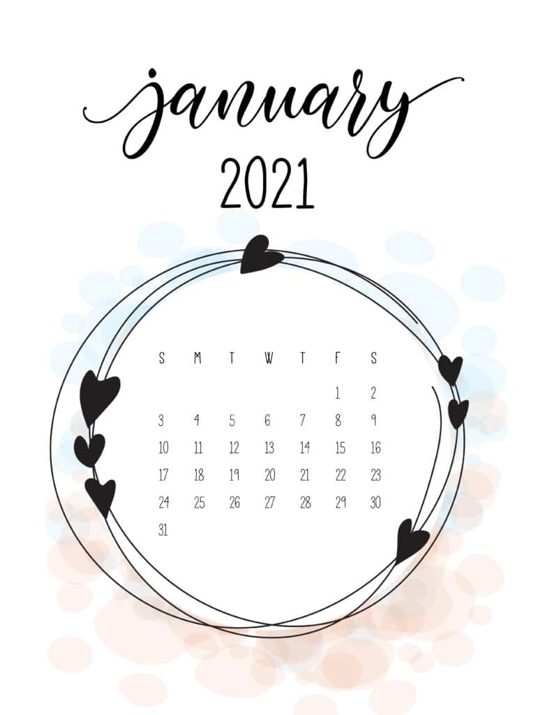 Free Floral Frame January 2021 Calendar