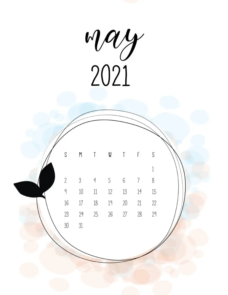 Free Floral Frame May 2021 Calendar