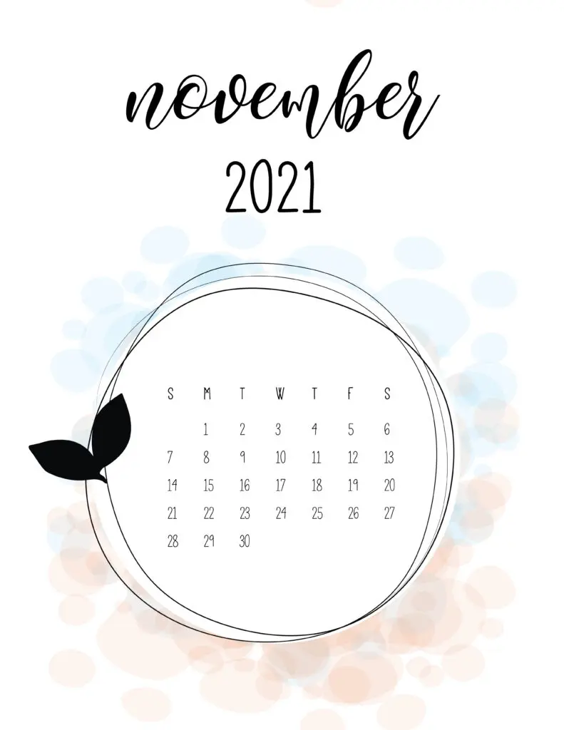 Free Floral Frame November 2021 Calendar