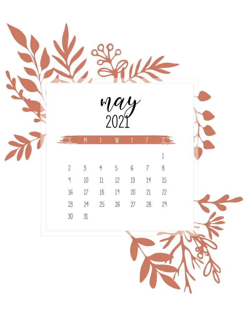 Free May Calendar 2021 Printable