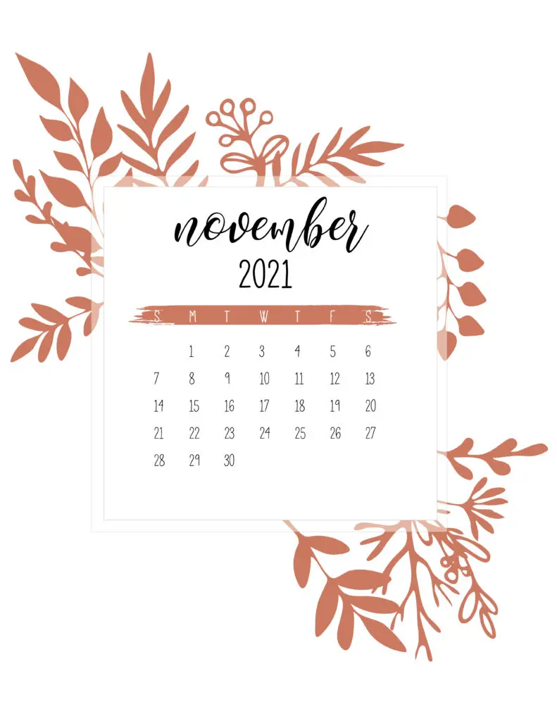 Free November Calendar 2021 Printable