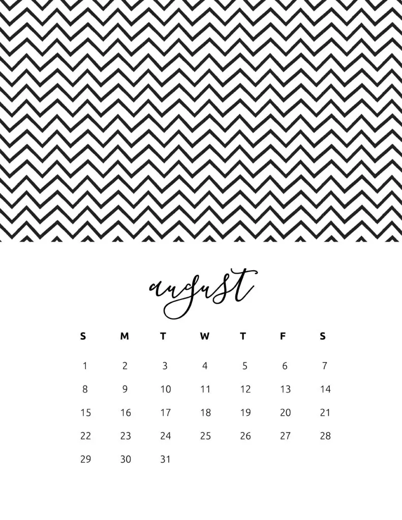 Free Printable August 2021 Calendar Patterns