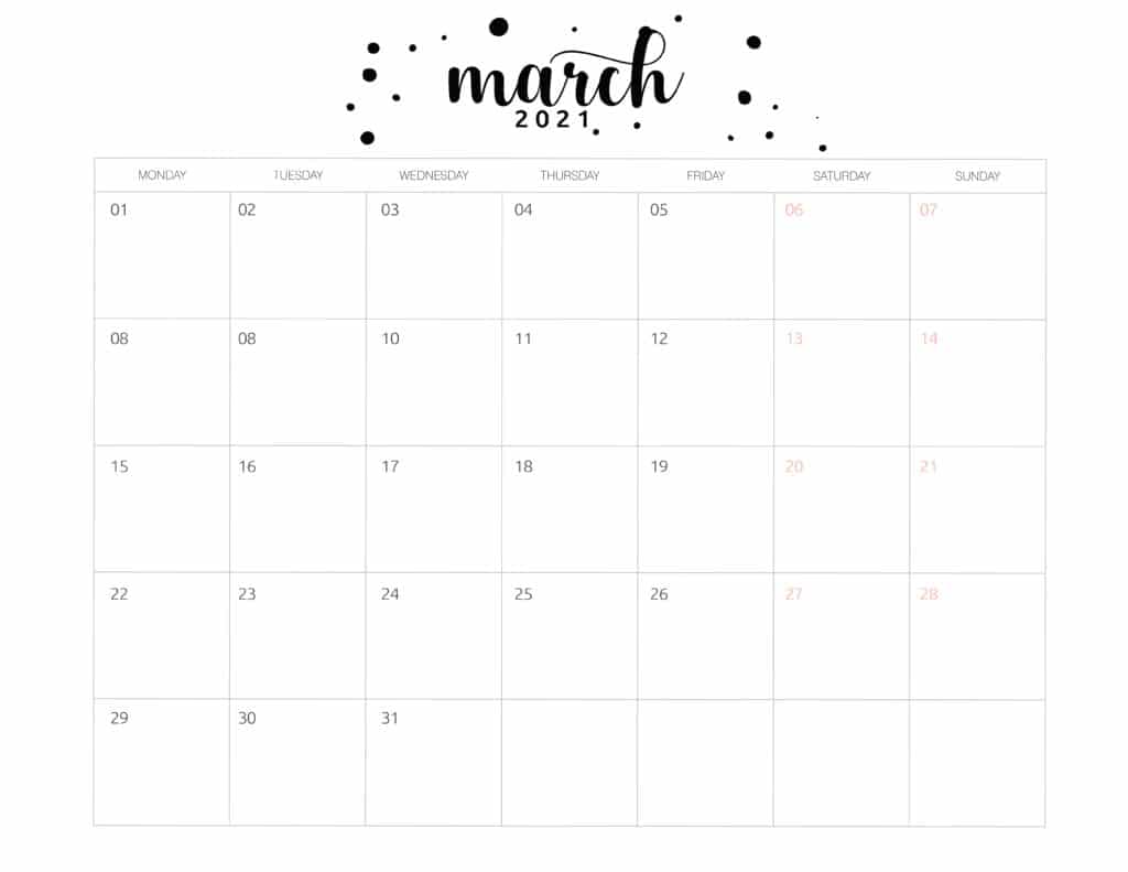 March 2021 Calendar Printable With Holidays