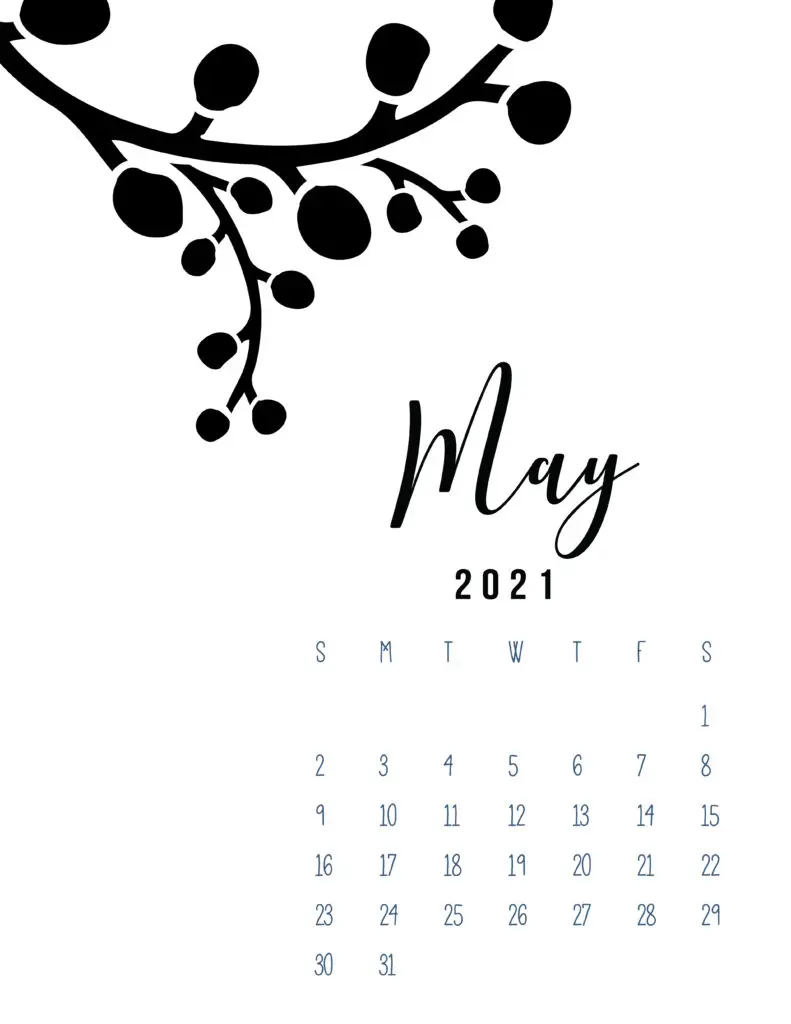 Free Printable May 2021 Calendar Botanical