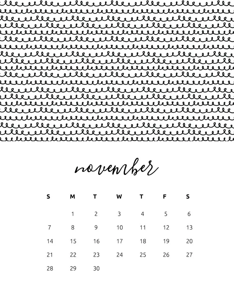 Free Printable November 2021 Calendar Patterns