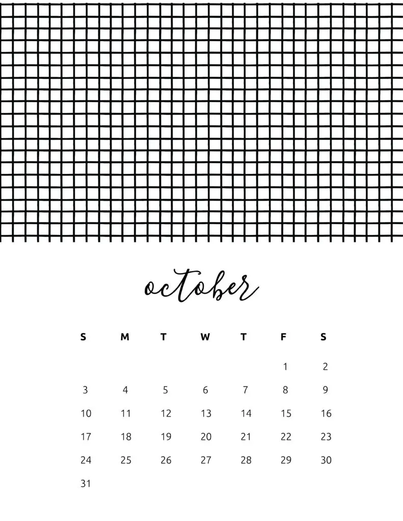 Free Printable October 2021 Calendar Patterns