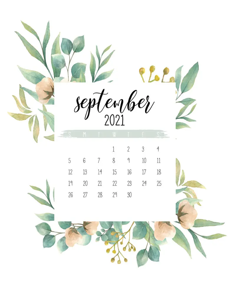 Free September 2021 Botanical Calendar