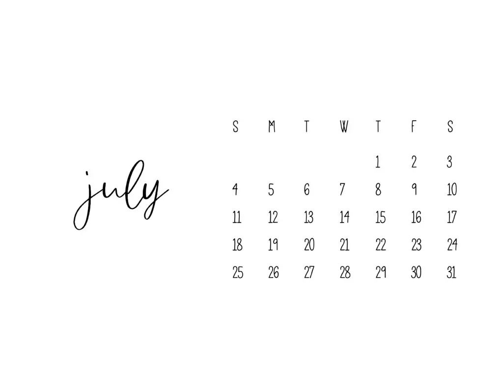 July 2021 Calendar Printable Free Template