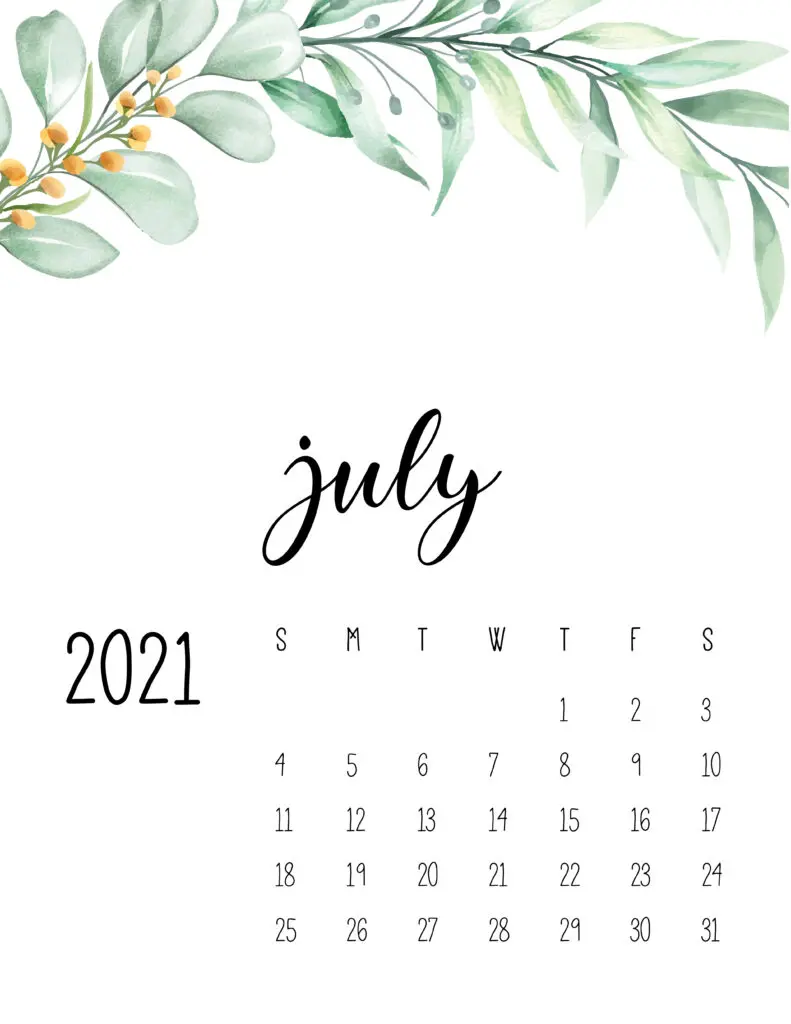 July 2021 Floral Calendar