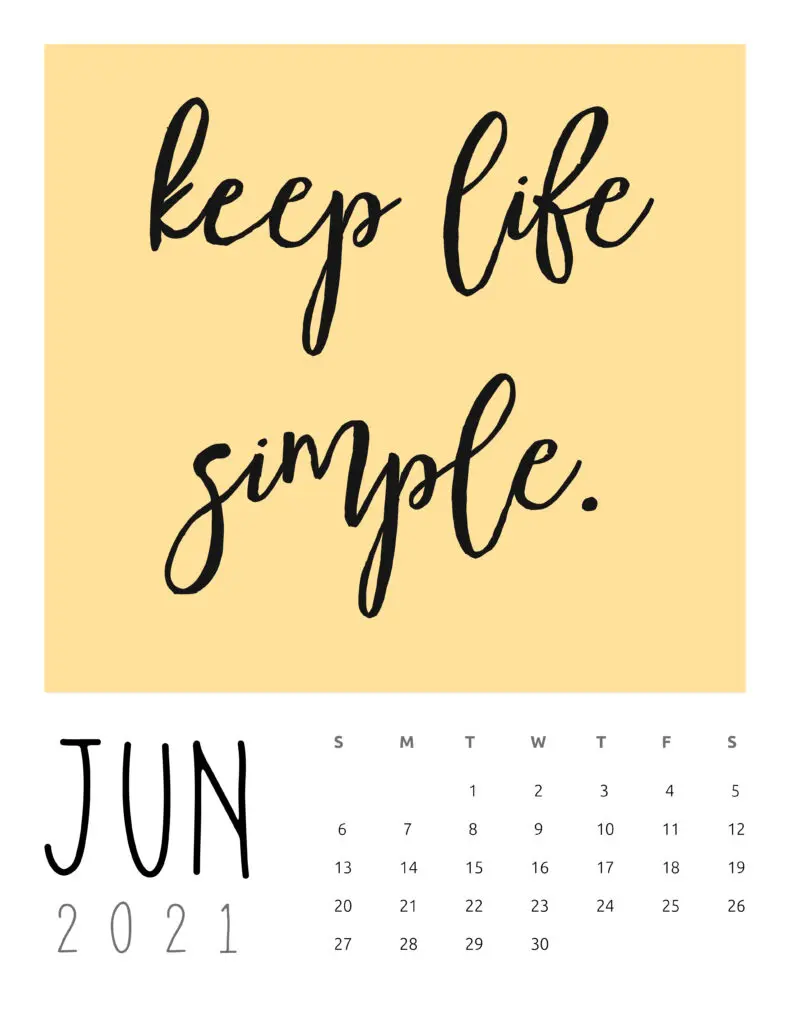 June 2021 Inspirational Quotes Calendar