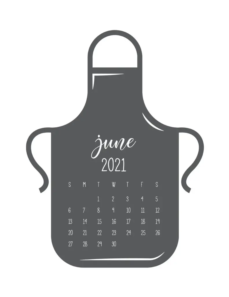 Kitchen Apron June 2021 Calendar