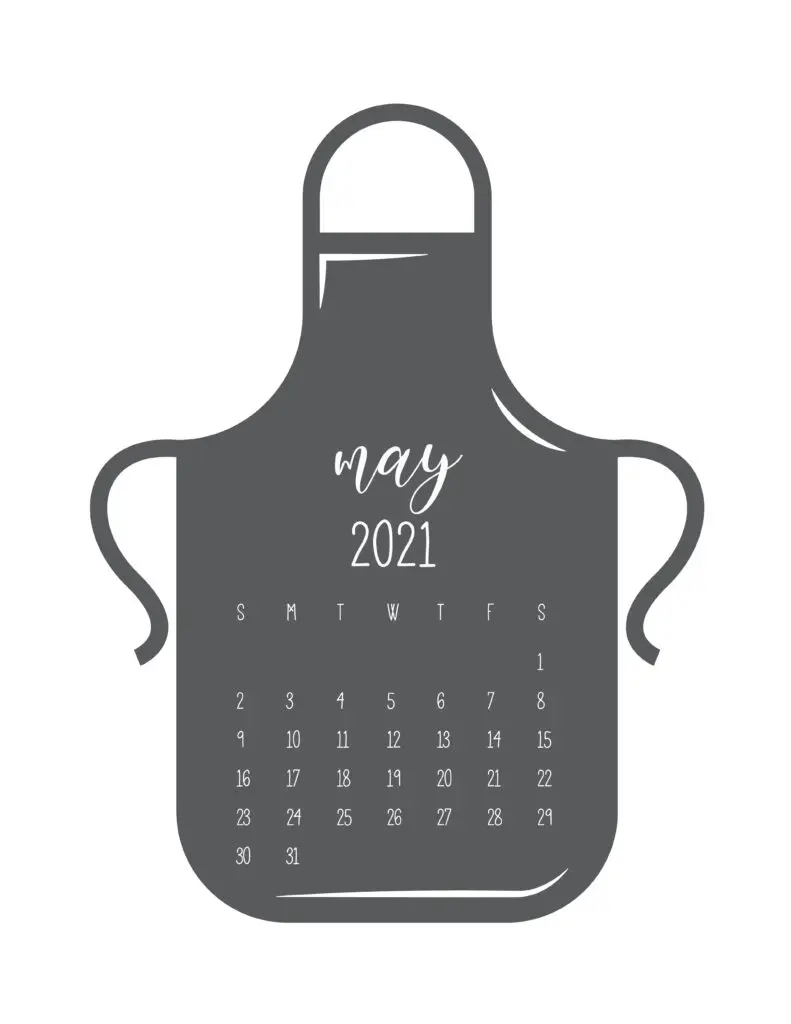 Kitchen Apron May 2021 Calendar