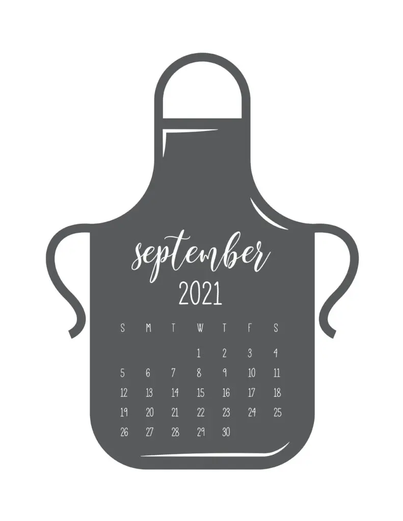 Kitchen Apron September 2021 Calendar
