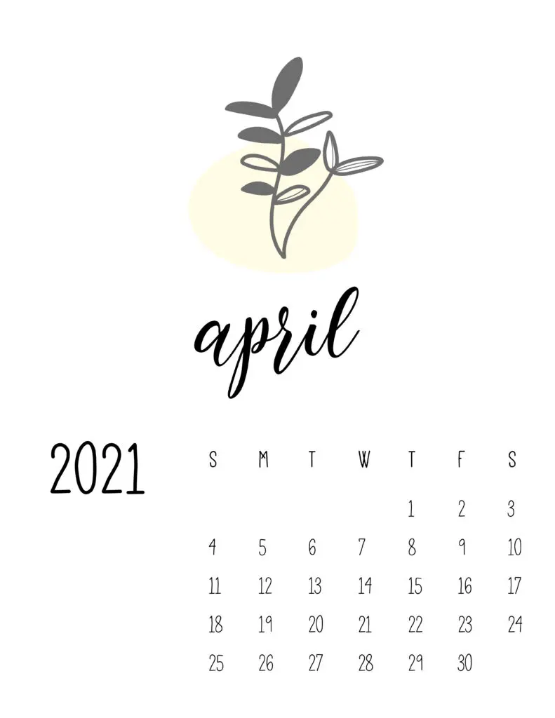 Little Botanical April 2021 Calendar
