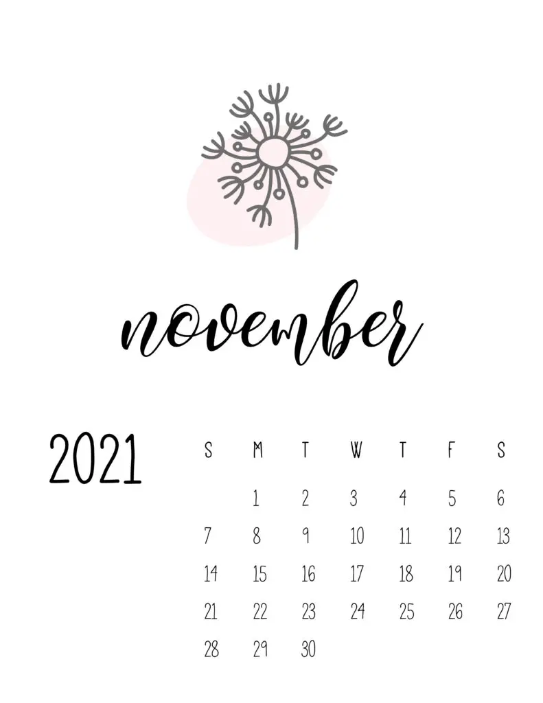 Little Botanical November 2021 Calendar