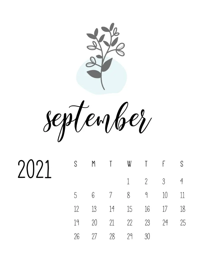 Little Botanical September 2021 Calendar