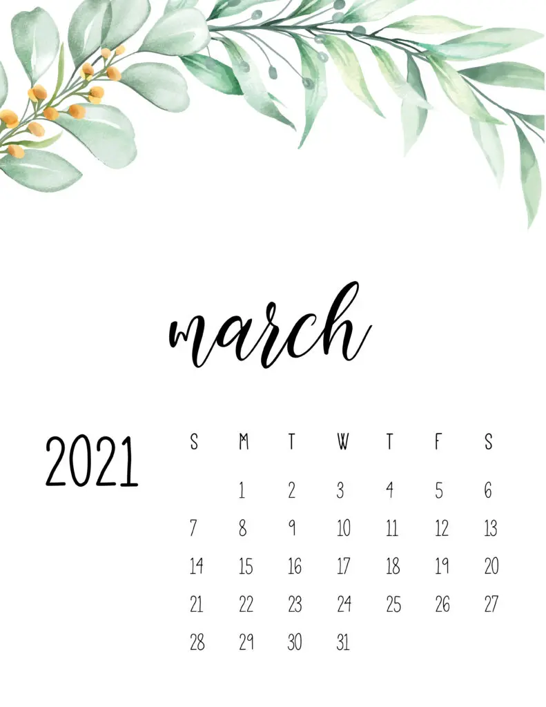 March 2021 Floral Calendar