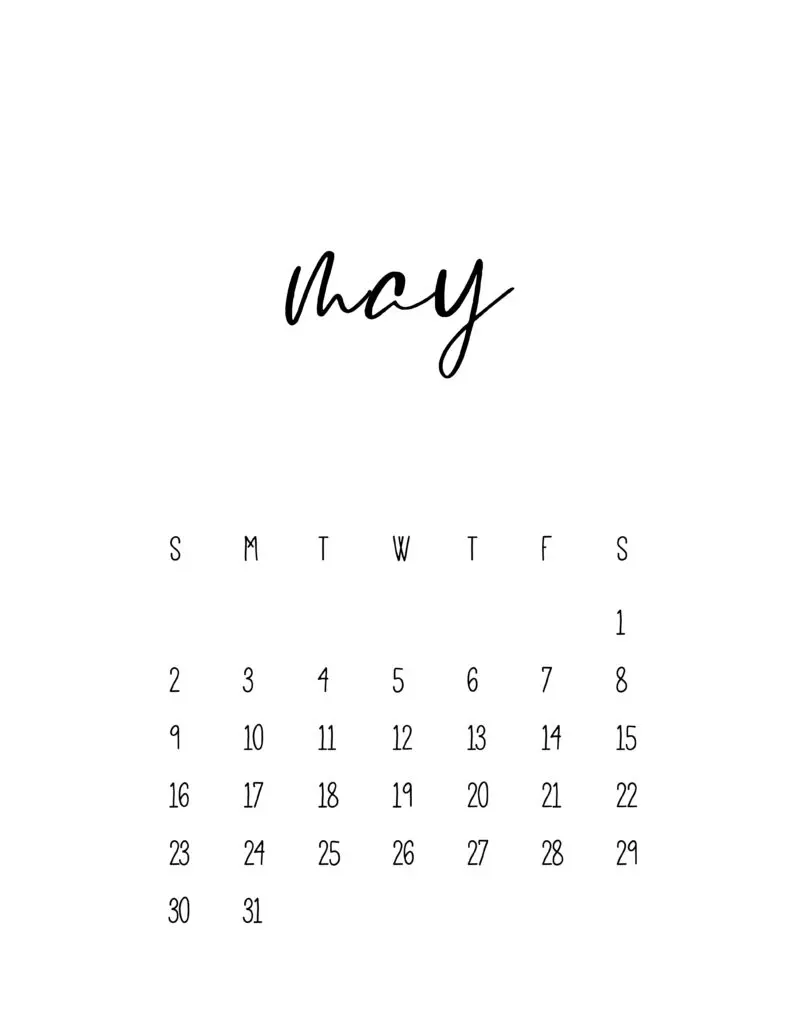 May 2021 Calendar Free Printable Template
