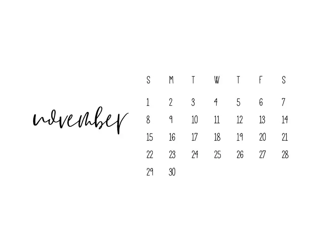 November 2021 Calendar Printable Free Template