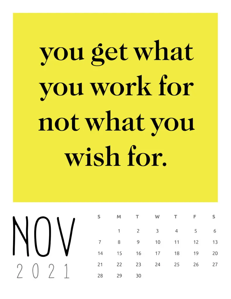 November 2021 Inspirational Quotes Calendar
