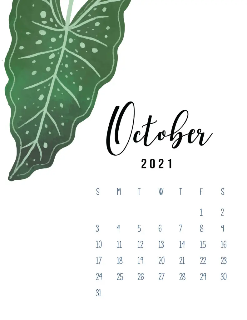 October 2021 Botanical Calendar