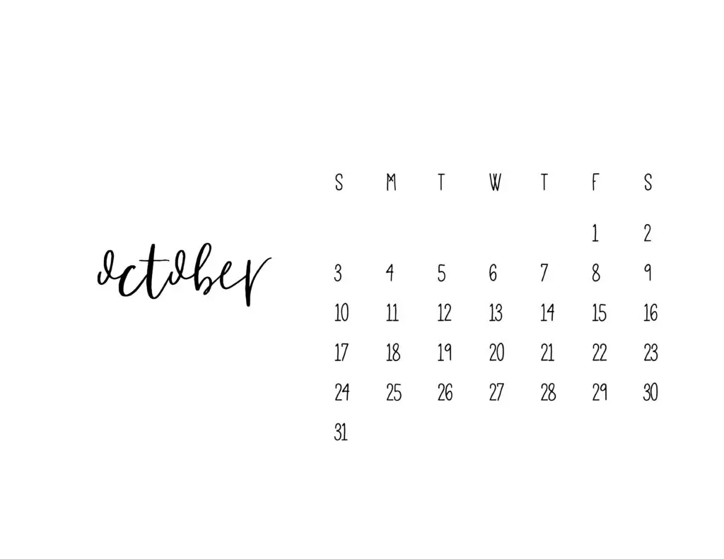 October 2021 Calendar Printable Free Template