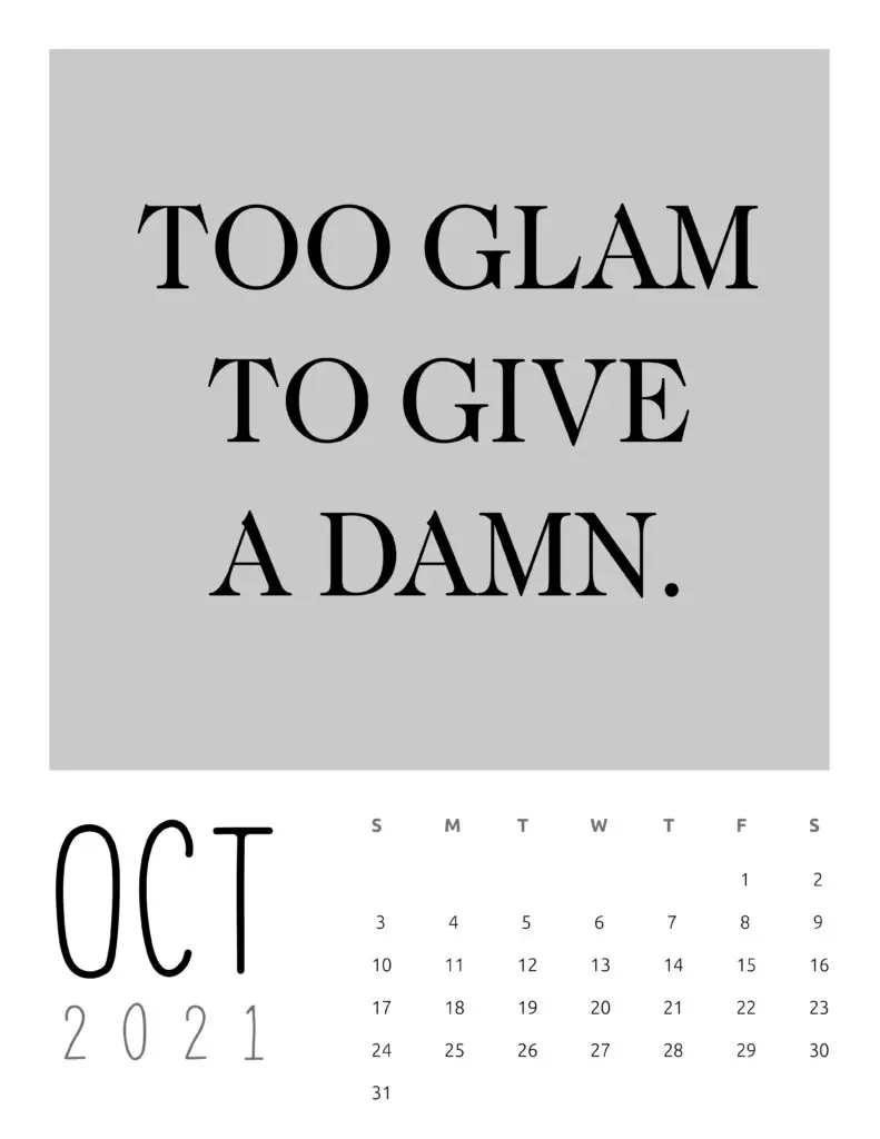 October 2021 Inspirational Quotes Calendar