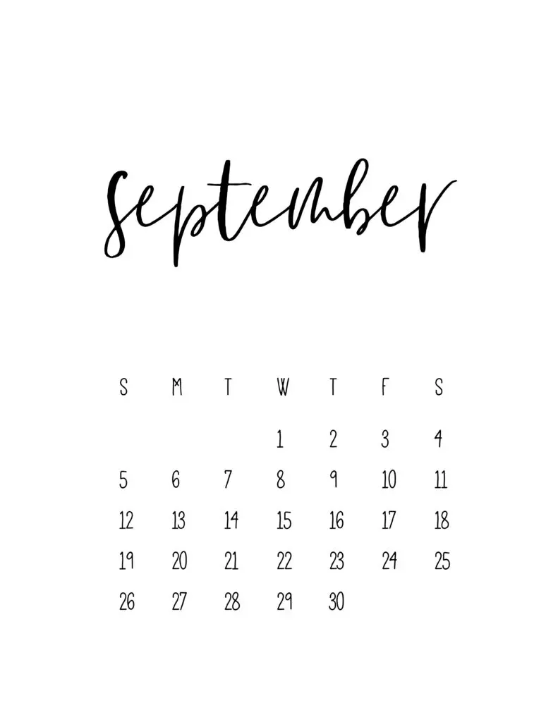 September 2021 Calendar Free Printable Template