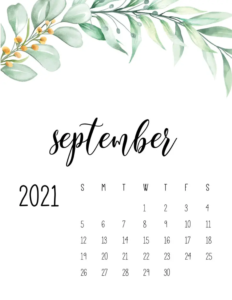 September 2021 Floral Calendar
