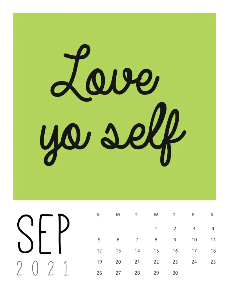 September 2021 Inspirational Quotes Calendar
