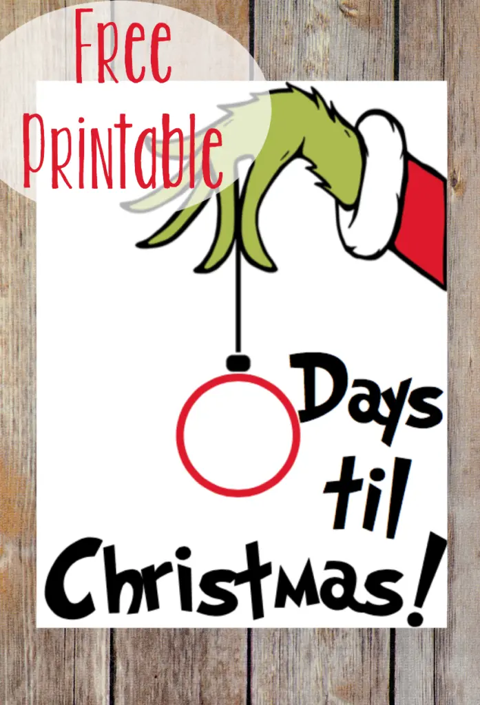 The grinch ornament christmas countdown printable