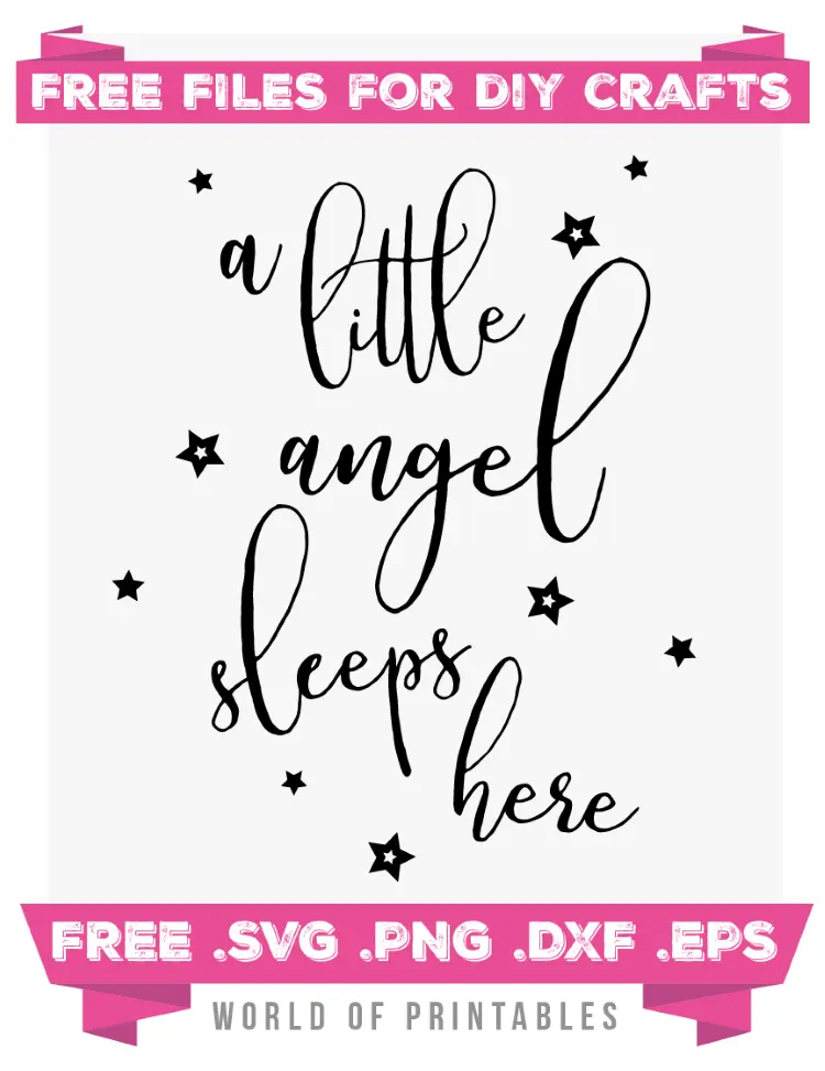 A little angel sleeps here Free SVG Files PNG DXF EPS