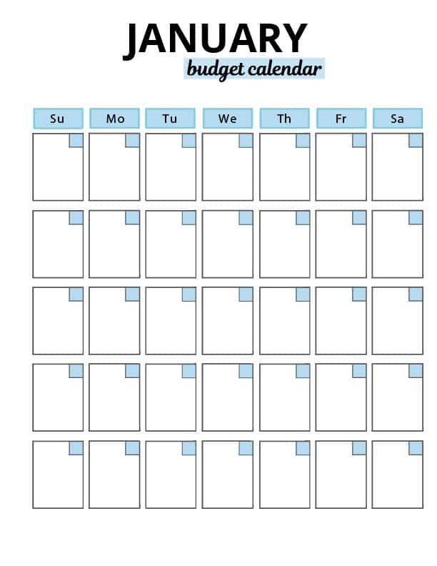 free budget calendar