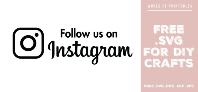 Follow us on instagram sign - Free SVG file for DIY crafts and Cricut