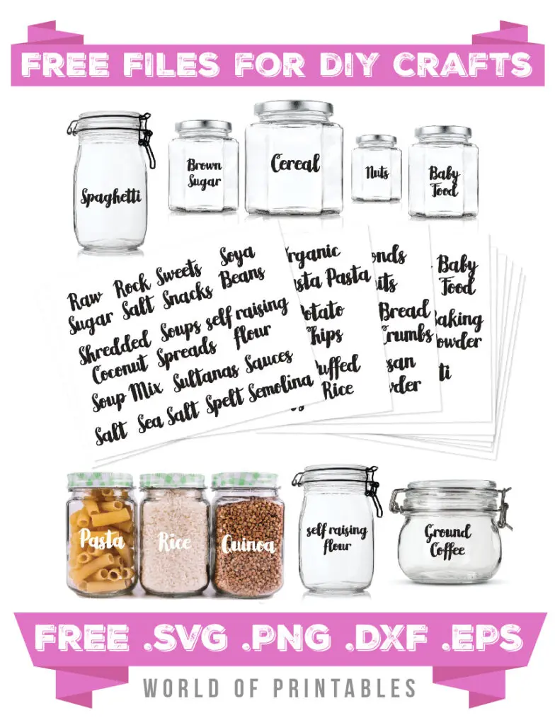 Sugar & Flour Jar Labels: Free Silhouette Cut File - the thinking