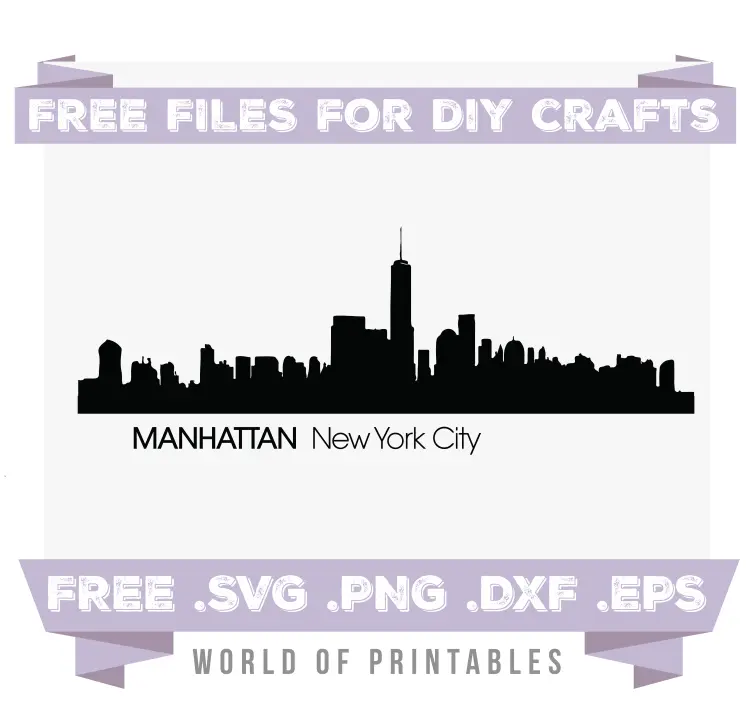 Manhattan New York City Skyline Free SVG Files PNG DXF EPS