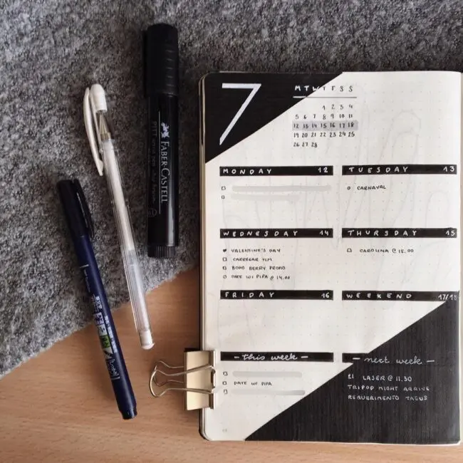 Minimalist Weekly Bullet Journal Planning Page