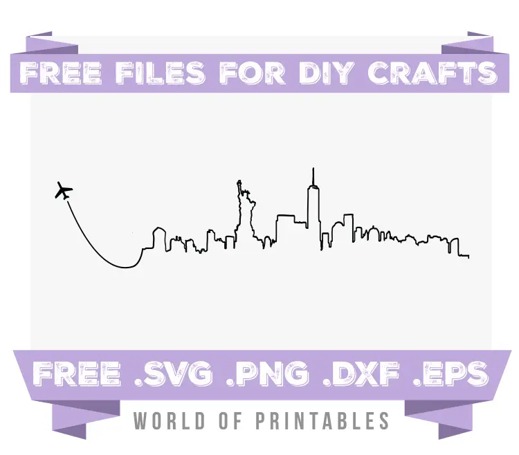 New York Skyline Fly Away Free SVG Files PNG DXF EPS