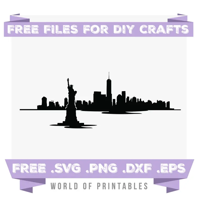 New York Skyline Waterfront Free SVG Files PNG DXF EPS