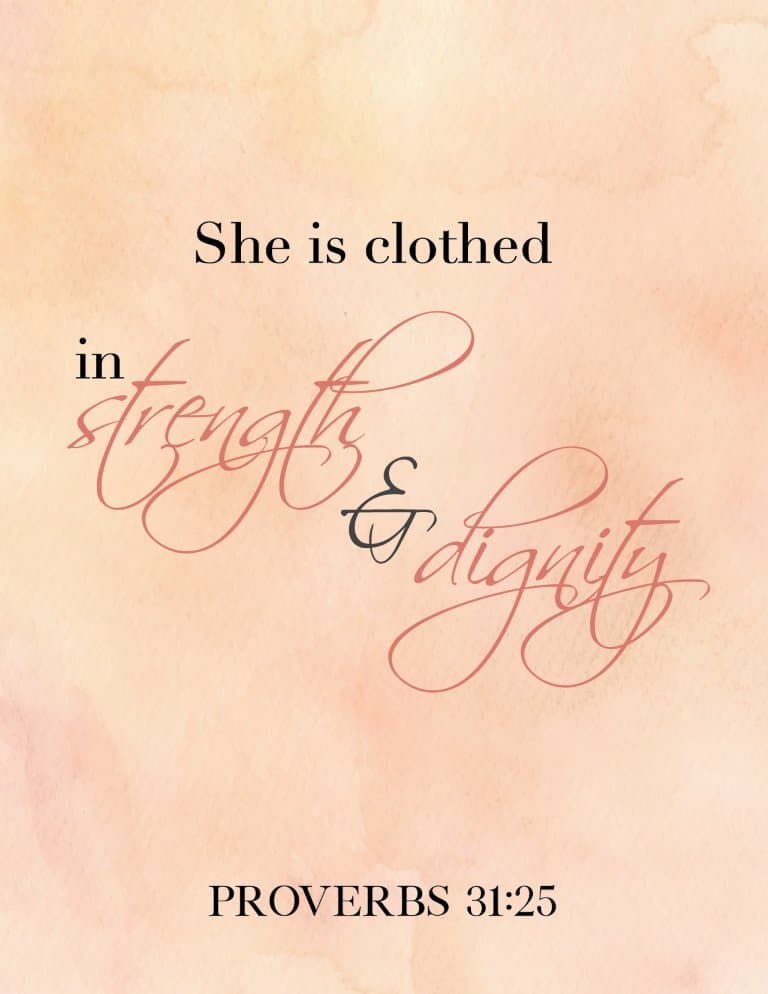 She Is Clothed In Strength And Dignity Art Print - Printable Christian Wall Art